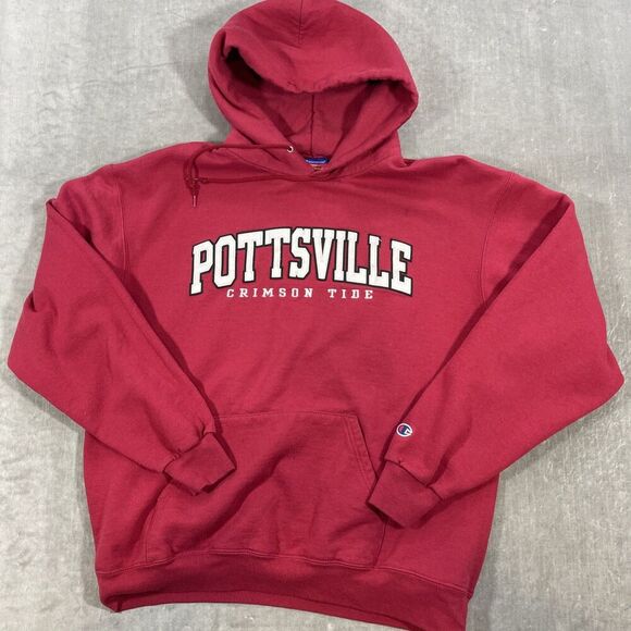 Champion Pottsville Crimson Tide Red Pullover Hoodie‎ Sweatshirt Size Large - Picture 1 of 6